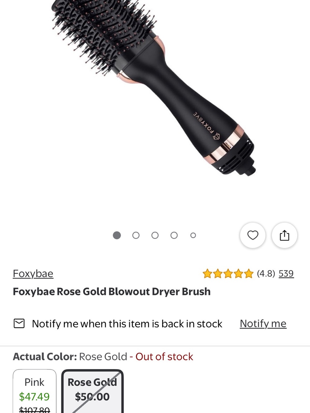 Foxybae Rose Gold & Black Hot Air Blowout Brush